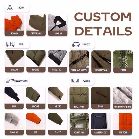 Nouveaux hommes d'hiver personnalisés vers le bas manteau veste imperméable coupe-vent